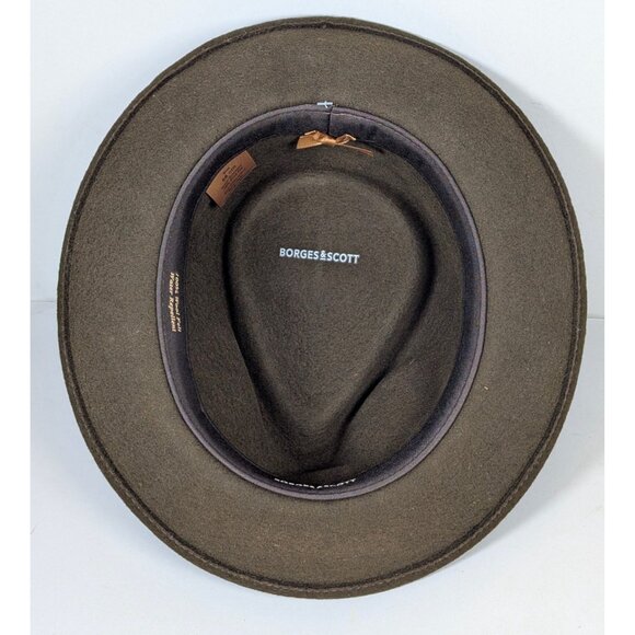 NEW Borges & Scott Doyle Teardrop Fedora Hat Brown 100% Wool Felt Size 56cm NWT - Picture 7 of 10